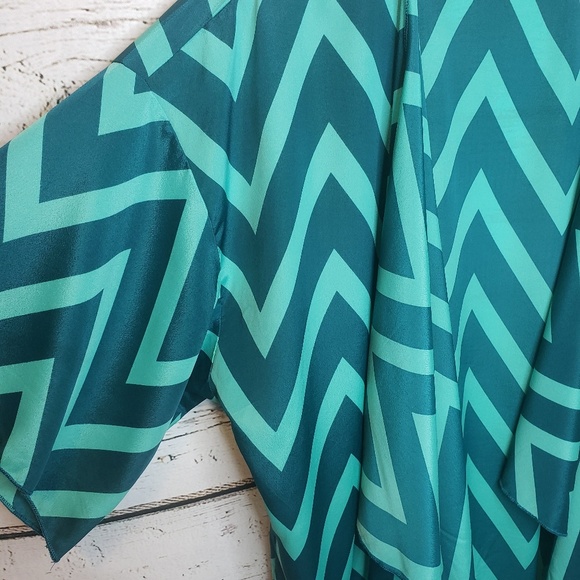 Lularoe Lindsay Kimono Turqoise Chevron Large - Picture 3 of 7